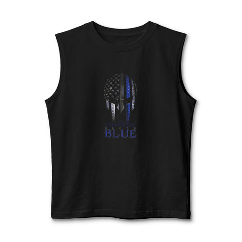 Relentless Blue Spartan Flag Muscle Tank — Thin Blue Line Tribute
