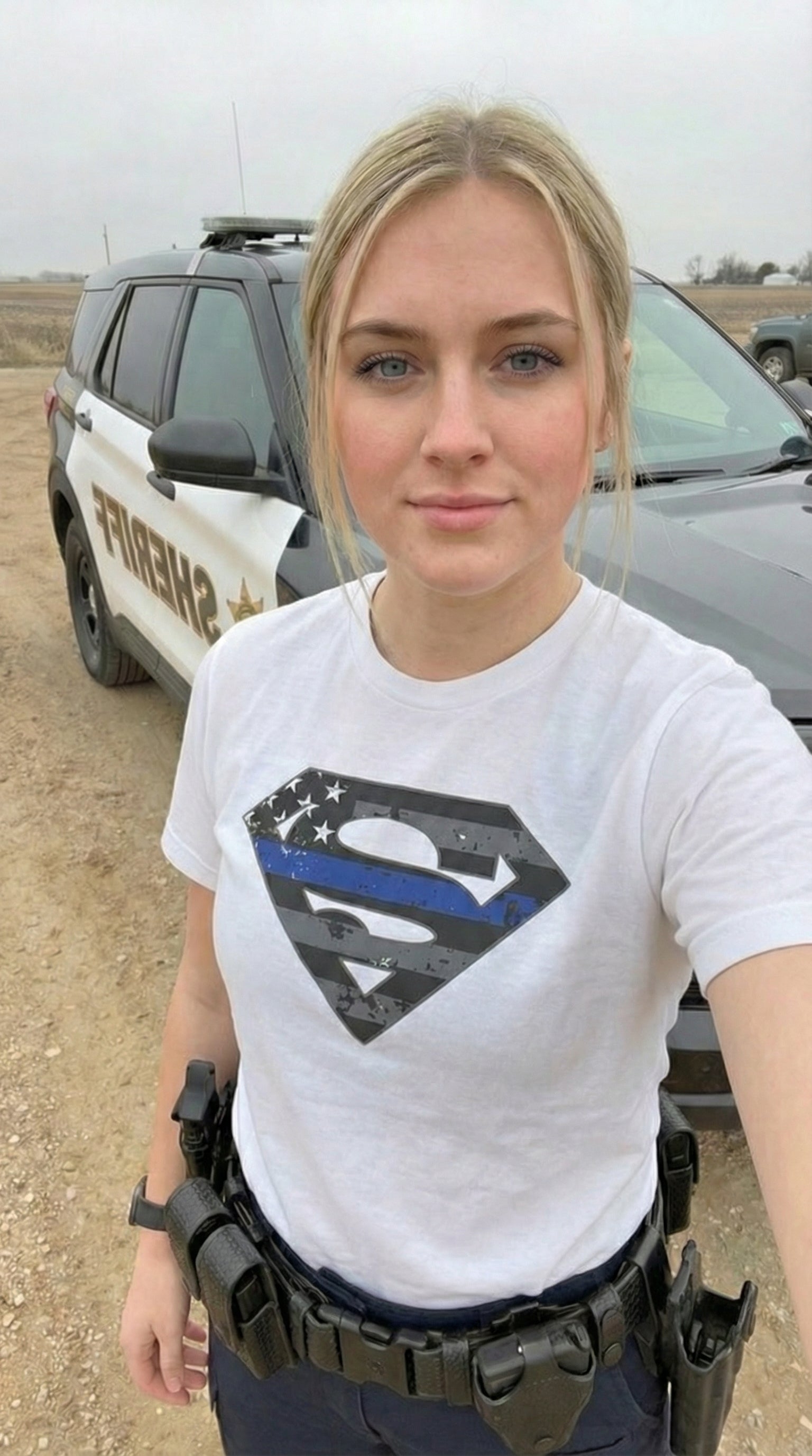 Thin Blue Line Superman Shield T‑Shirt — Police Support Flag Tee